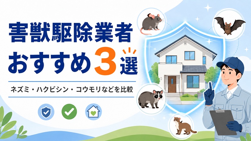 害獣駆除業者おすすめ3選｜ネズミ・ハクビシンなど対応を比較